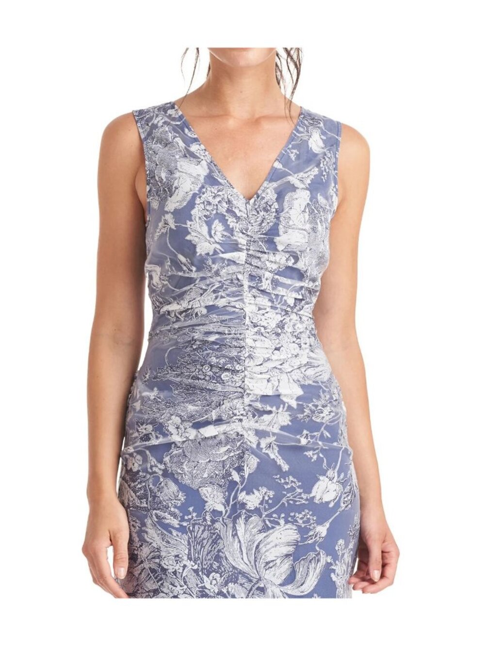 🆕JS COLLECTIONS Maddison Column Shirred Gown Dress Blue 6 - Picture 3 of 16